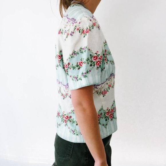 Vintage Structured Mix Print Blouse - Picture 5 of 8